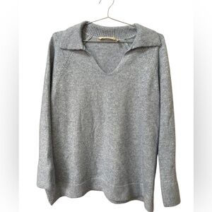 Soft Surroundings Light Heather blue V-Neck Collared Sweater